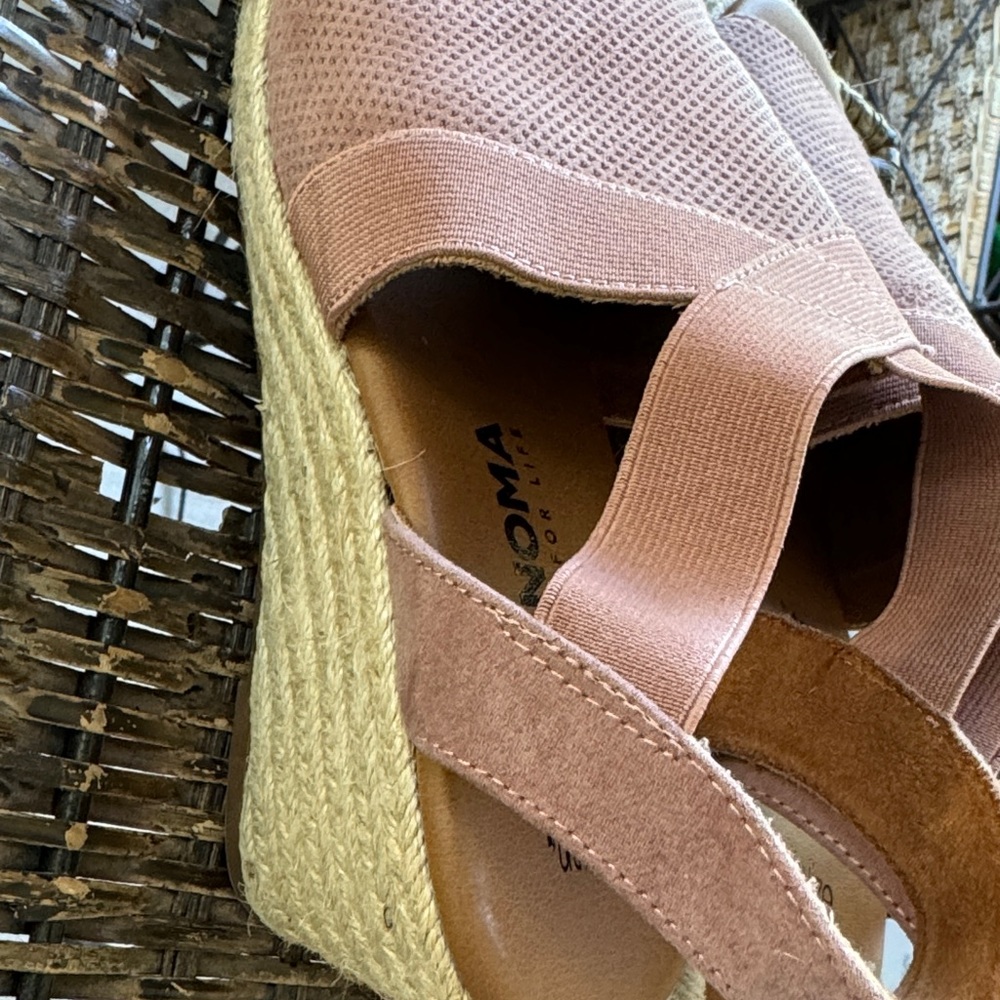 Sonoma Women's‎ Ortholite Pink Blush Espadrilles Open Toe Wedge Size 8.5 - Picture 5 of 10